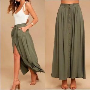 NWT Olive Green Maxi Skirt | Pistola